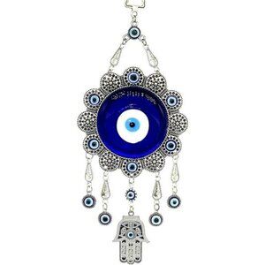 Blue Evil Eye Hamsa Hand Wall Hanging Ornament Sunflower Design Home Protection
